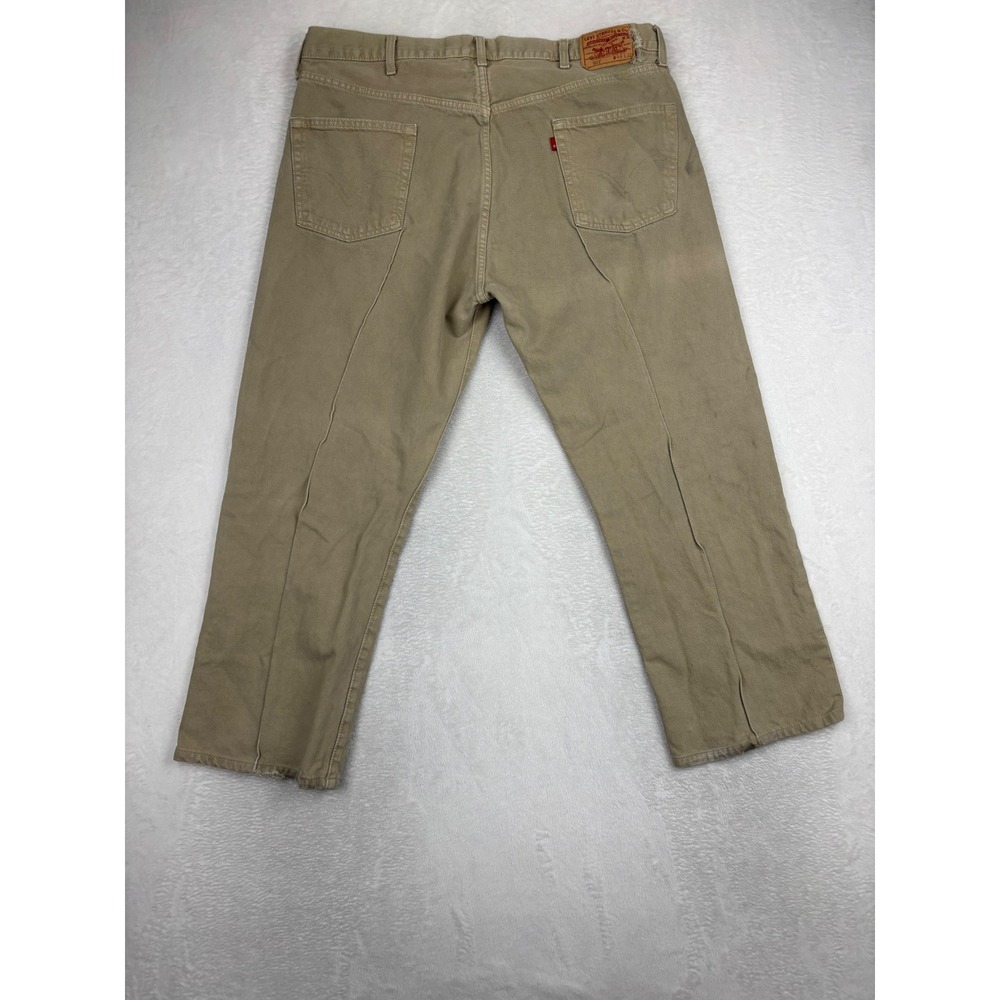 Levis‎ 501 Original Fit Jeans Mens 44x32 Tan Khaki Chino Pants Split Y2K Hem - Picture 7 of 12